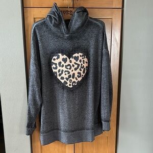 NWOT Lane Bryant Gray Leopard Heart Hoodie